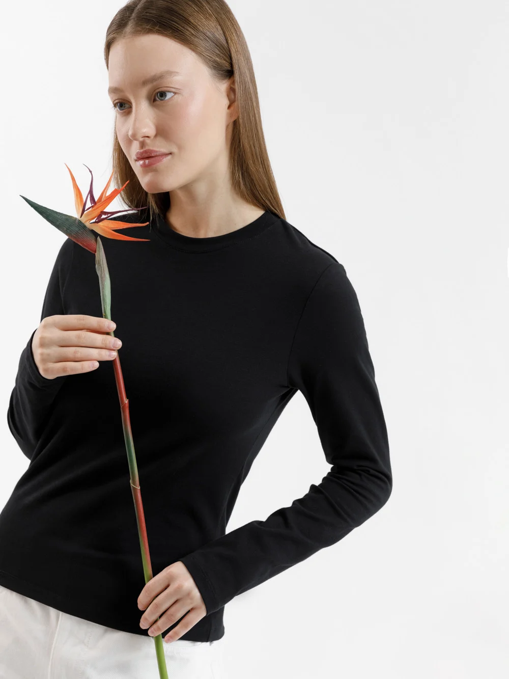 Лонгслив трикотажный женский slim fit